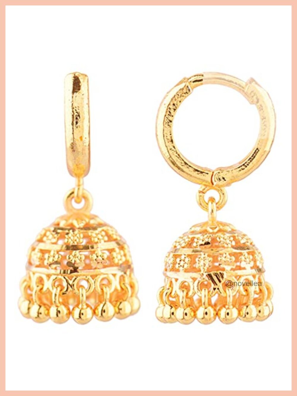 Indian Hoop Earrings Bollywood Jhumka Dangles Gold Tone Alloy